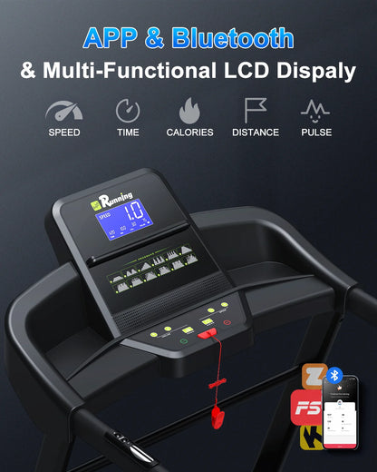 400LBS Capacity 3.5 HP Treadmill with 15% Auto Incline for Home- Heavy Duty Treadmill Foldable with App/Bluetooth - 18 Inch Wide Belt, Folding Treadmill for Home Gym Walking Running Exercise